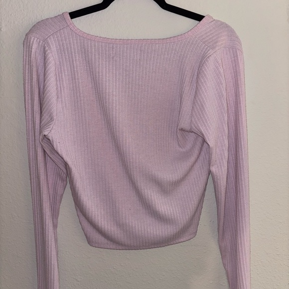 Hollister Light Pink Ribbed Button-Down Top - Picture 3 of 3
